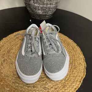 Vans Old Skool Silver Glitter Sneakers Youth Size 3 NWT